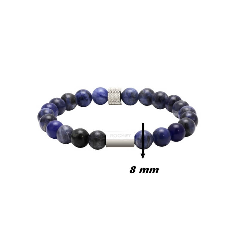Bracelet Homme Acier inoxydable et Lapis-lazuli ROCHET, diamètre.