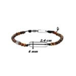 Bracelet Homme Acier inoxydable et Œil de tigre, dimensions.