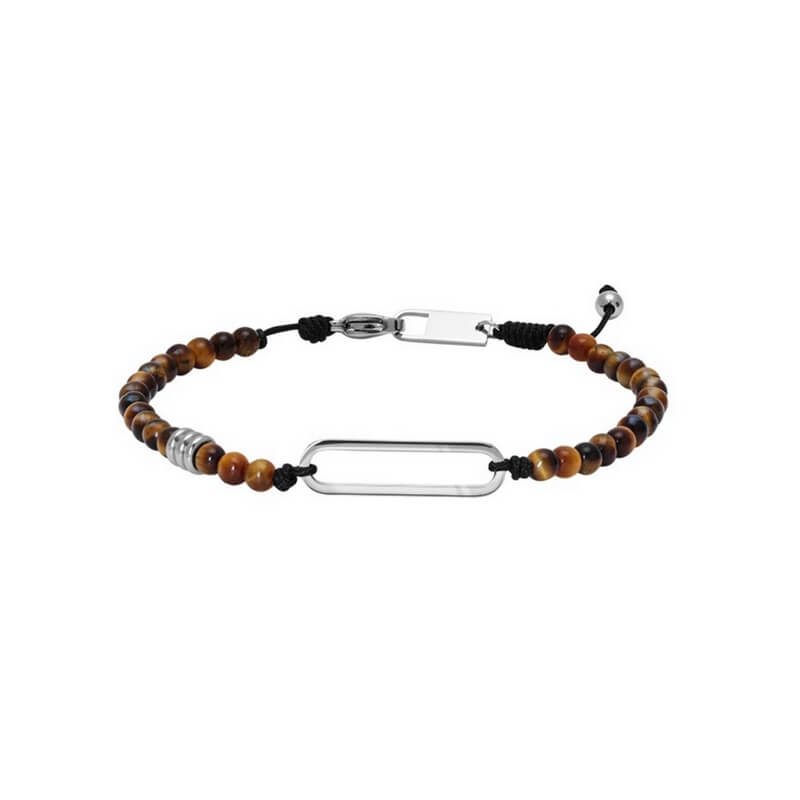 Bracelet Homme Acier inoxydable et Œil de tigre