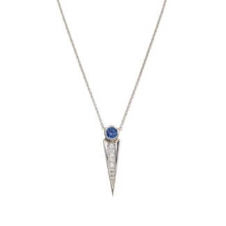 Collier Or blanc Saphir et Diamants Thomas JAVON