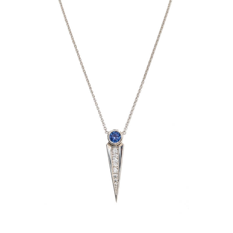 Collier Or blanc Saphir et Diamants Thomas JAVON